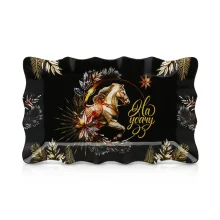 Servierplatte - Für Glück, Glas, 24,6 x 14,7 cm