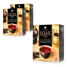 Чай чёрный индийский - Шах Голд, в пакетиках, гранулированный, 3 х 200 г