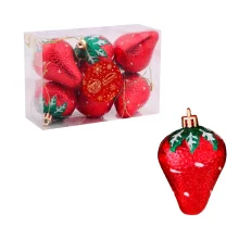 Weihnachtsbaumschmuck Set - Erdbeere, Kunststoff, rot, 6 х 4 cm, 6 Stk.