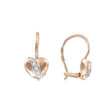 Kinderohrringe, Rot- / Weißgold 585°, Zirkonia, französischer Verschluss, 13 mm