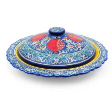 Pfannkuchenteller mit Deckel- KaraKalam TK-021, Rischtan Keramik, Ø 37 cm