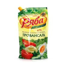 Майонез классический - Провансаль, 67 % жирности, Ряба, 410 г