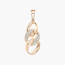 Anhänger, Rotgold 585°, Zirkonia, 30 mm 1,96 gr