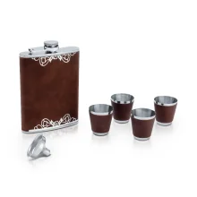 Geschenkset 6 in 1 - Schlange: Flasche 240 ml, Trichter, 4 Gläser, braun, 17 x 23 cm