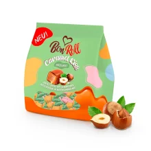 Weichkaramell Toffee - Bon Roll, mit Haselnüsse, in Milchschokolade, Uniconf, 120 g Weichkaramell Toffee - Bon Roll, mit Haselnüsse, in Milchschokolade, Uniconf, 120 g