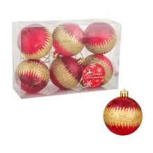 Weihnachtskugeln - Nordlicht, rot, Kunststoff, Ø 6 cm, 6 Stk.