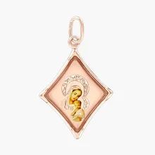 Ikone - Anhänger, Rotgold 585°, Emaille, 33 mm