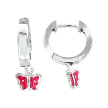 Ohrringe, Silber 925°, Zirkonia, Emaille, Creole, 19 mm