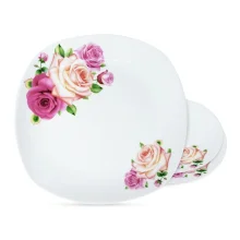 Tellerset - Rosa Rosen, Porzellan, Ø 26 cm, 3 Stk. Tellerset - Rosa Rosen, Porzellan, Ø 26 cm, 3 Stk.