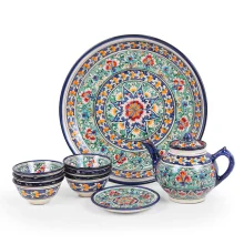 Сервиз чайный - КараКалам KSV1 - R1 - Риштанская керамика - 9 предметов