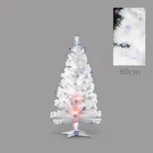 Weihnachtsbaum weiß, flauschig, mit LED Glasfaser, 60 cm