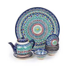 Teeservice – Mehrob Blau – MSV1 – WZh – Rischtan Keramik – 9-teilig