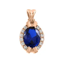 Anhänger, Rotgold 585°, Zirkonia, Saphirs HTS *, 22 mm