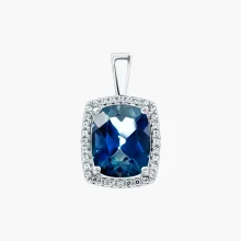 Anhänger, Silber 925°, Zirkonia, London blauer Topas, 18 mm