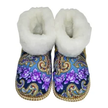 Hüttenschuhe mit Pawlowski Possad Dekor, Gelb, Größe 41