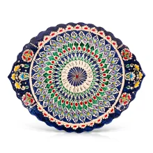 Lagan, geschnitzt, oval, Mehrob РО5, Rishtan-Keramik, 34 х 42 cm