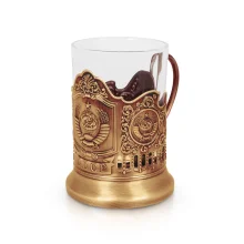 Teeglashalter mit Teeglas - Wappen UdSSR, Metall, bronze, 200 ml