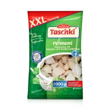 Pelmeni, Teigtaschen - Taschki, mit Rind-Schweinfleischfüllung, tiefgefroren, XXL Packung, Dovgan, 1 kg
