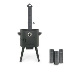 Feuerofen Utschak Ø 40 cm mit Abzugsrohr, für Kasan 12 L, Thermometer