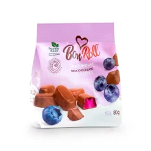 Gelee-Konfekt - Bon Roll, mit Blaubeerenschmack, in Milchschokolade, Uniconf, 80 g Gelee-Konfekt - Bon Roll, mit Blaubeerenschmack, in Milchschokolade, Uniconf, 80 g