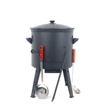 Utschak Feuerofen Ø 40 cm + Gusseisen-Kasan 12 L, Ø 42,5 cm, runder Boden + Küchenzubehör, Usbekischer Kochtopf aus Gusseisen