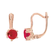 Детские серьги, красное золото 585°, фианит, английская застежка, 12 мм
