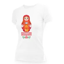 T-Shirt für Frauen - Design Matryoshka krasnaya, Baumwolle