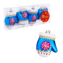 Tannenbaumschmuck - Handschuh mit Schneeflocke, blau, 4 Stk., 6 х 5 cm