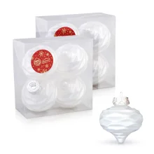 Weihnachtsbaumschmuck-Set - Gloria, Zwiebeln, weiß, Kunststoff, 7 x 7 cm, 4 Stk. х 2