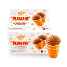 Eis im Waffelbecher - Plombir mit Schokogeschmack, Nostalgie style, 6 х 80 g