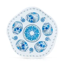 Пасхальная подставка на 5 яиц - Цветочная роспись, стекло, Ø 18 см