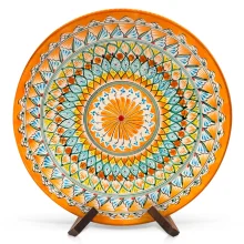 Lagan orange Mehrob, Rischtan Keramik, Handarbeit, Muster MIX, Ø 42 cm