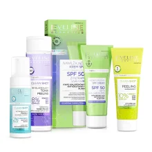 Gesichtsset - Ausstrahlung und Jugend, mit AHA-Komplex, Reinigungsschaum + Peeling + Tonic + Creme, Eveline