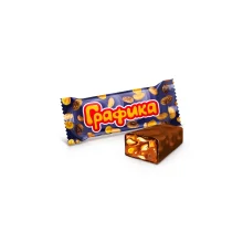 Schokoriegel - Grafik, mit Karamell, Erdnüssen, Müsli und Rosinen, Nevskij Konditer, 45 g