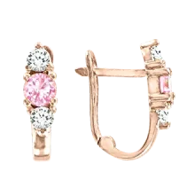 Kinderohrringe, Rotgold 585°, Zirkonia, englischer Verschluss, 14 mm