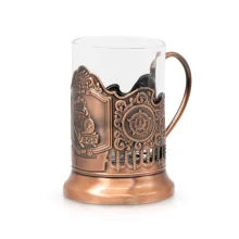 Teeglashalter mit Teeglas - Schnellzug, Metall, bronze, 200 ml