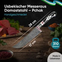 Usbekischer Messer aus Damaststahl – Pchak, 28 cm