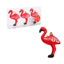  Weihnachtsbaumschmuck-Set - Flamingo, Kunststoff, rot, 11 x 6,5 cm, 3 Stk.