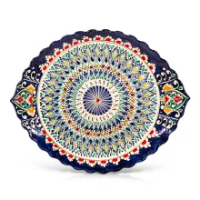 Lagan, geschnitzt, oval, Mehrob РО6, Rishtan-Keramik, 34 х 42 cm