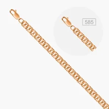 Браслет, красное золото 585°, длина 20 см, Ø 0,9 мм, ширина 6,13 мм, полновесный