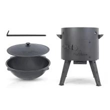 Набор - Учаг - КазаноFF, для Узбекского казана 16 литров, Ø 44 см + казан чугунный, алюминиевая крышка, круглое дно, Ø 46,5 см, 16 л