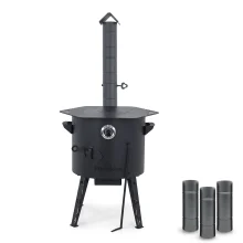 Feuerofen Utschak Ø 40 cm mit Abzugsrohr, für Kasan 12 L, Thermometer, Ofenplatte