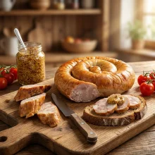 Bratwurst - Derewenskaja sharenaja, heißgeräuchert, Tri Porosenka, 270 g