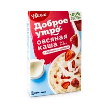 Haferflockenbrei, mit Erdbeerstückchen und Sahne, Uvelka, 5 x 40 g 