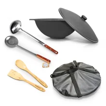 Set: Feuerofen Utschak , Gusseisen-Kasan 10 L runder Boden, Kochaccessoires