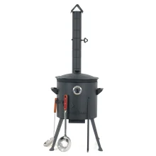 Учаг печь Ø 36 см + чугунный казан 10 л, Ø38,5 см, круглое дно + кухонные принадлежности, узбекский чугунный казан для гриля и плова