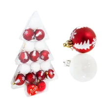 Weihnachtskugeln, rot, weiß, Ø 5 cm 