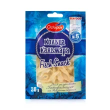 Закуска из сушеных колец кальмара, с ароматом дыма, Octopus, 36 г