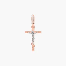 Kreuz Anhänger, Rot- / Weißgold 585°, 25 mm