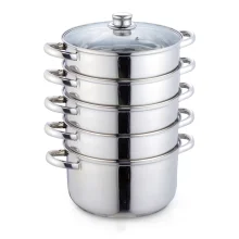 Mantykocher 6-teilig - Elite, Edelstahl 18/10, mit Metallgriffen und Glasdeckel
